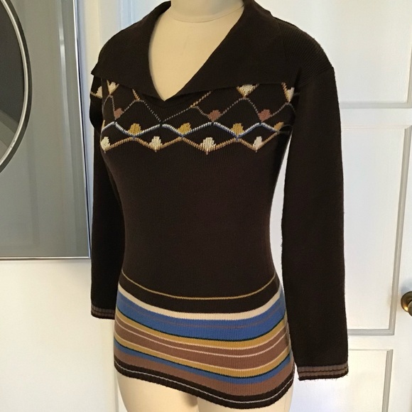 Vintage 1970s Boho Hippie chocolate sweater - Picture 4 of 8